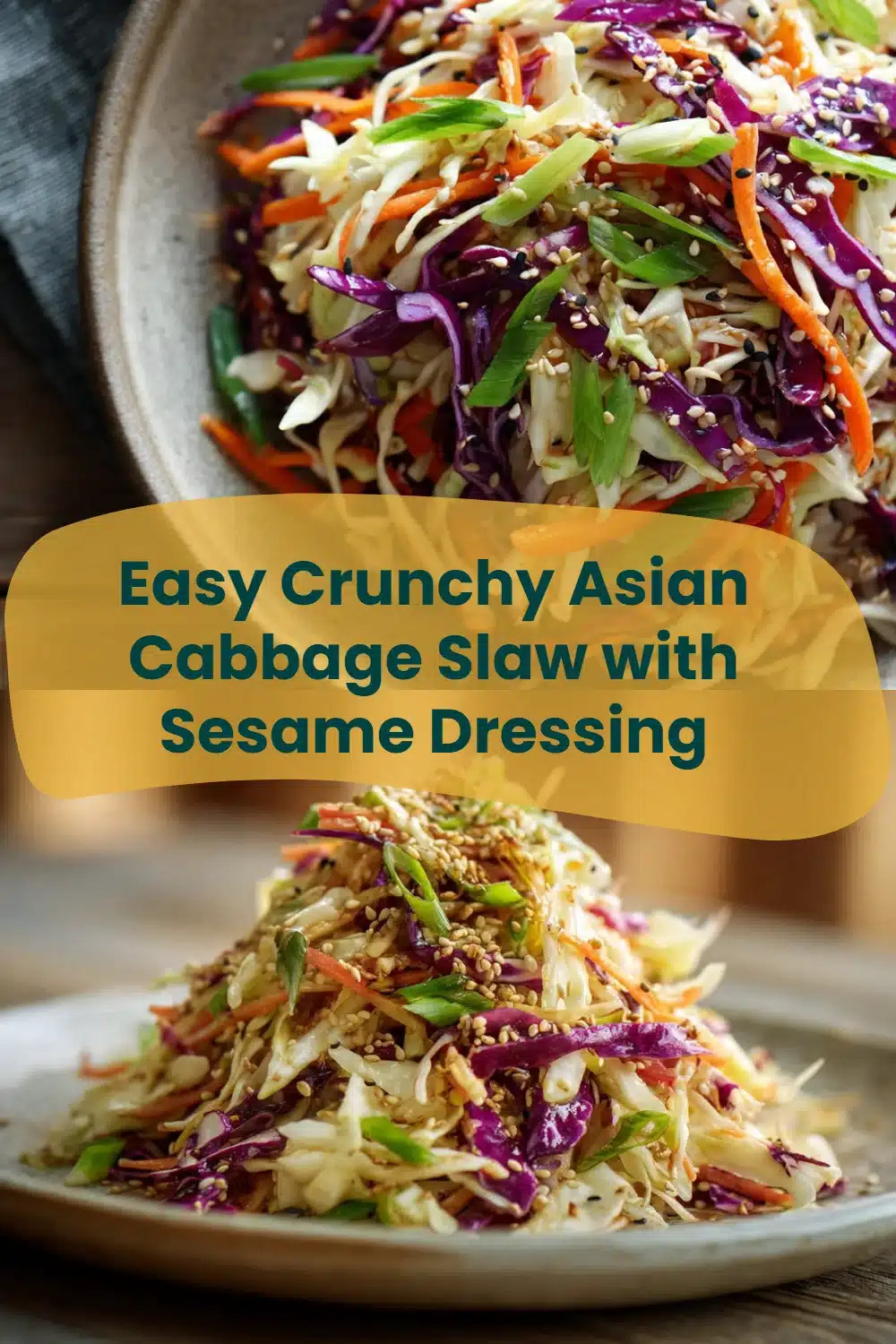 Easy Crunchy Asian Cabbage Slaw with Sesame Dressing