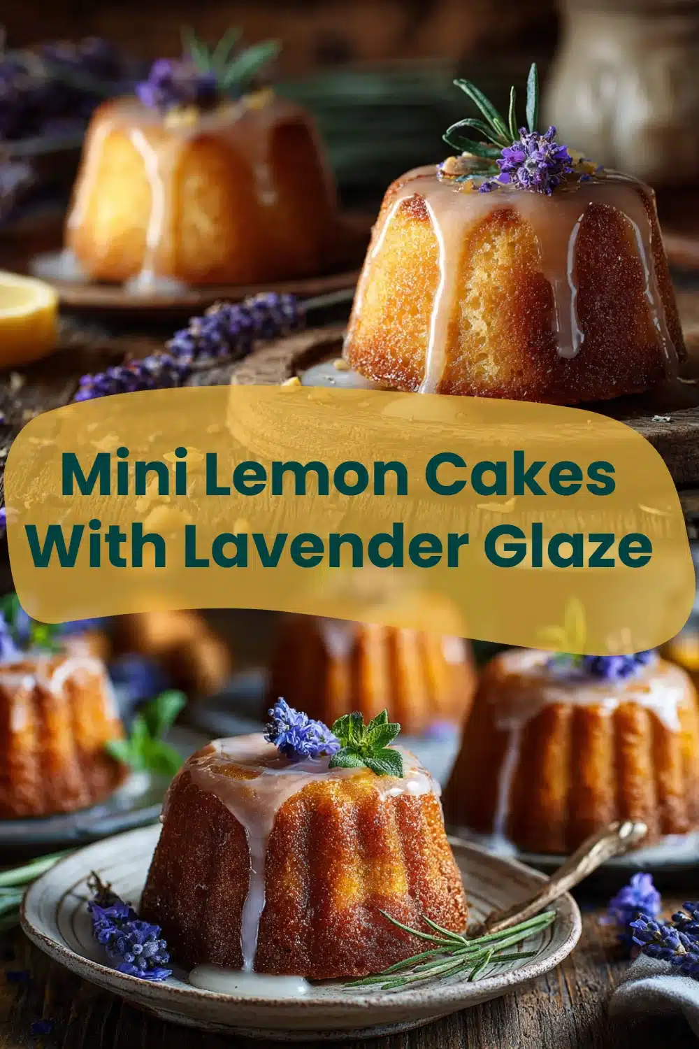 Mini Lemon Cakes With Lavender Glaze