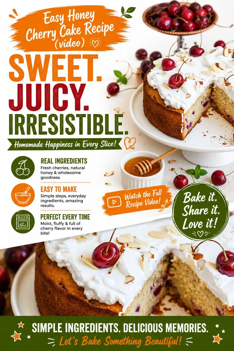 Easy Honey Cherry Cake Recipe (video)