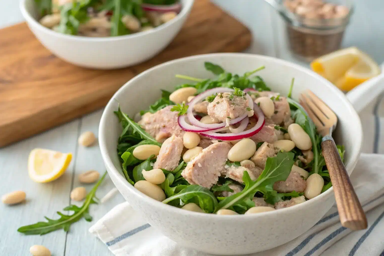 Italian Tuna and Cannellini Bean Salad recipe with fresh ingredients