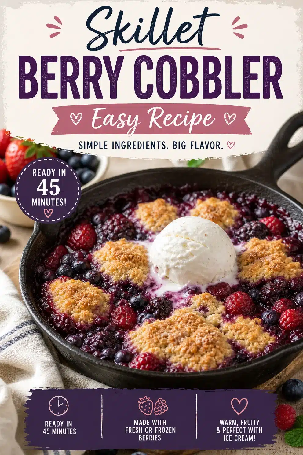 Skillet Berry Cobbler: Easy Recipe