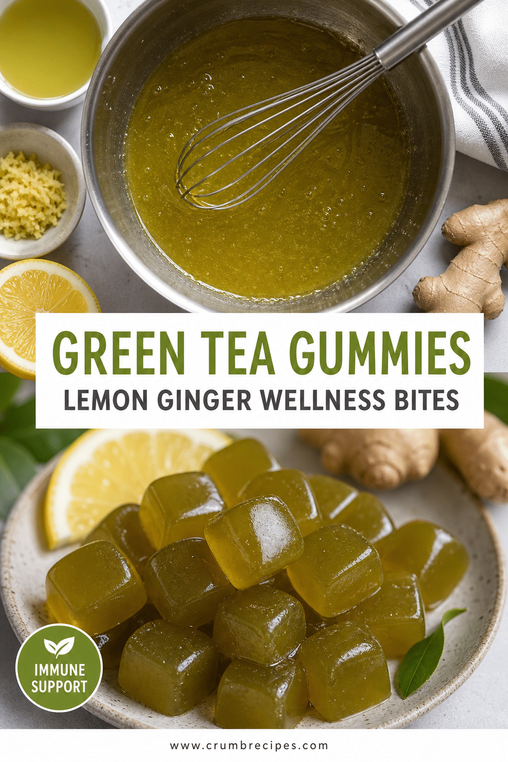 Green Tea Gummies: Lemon Ginger Wellness Bites