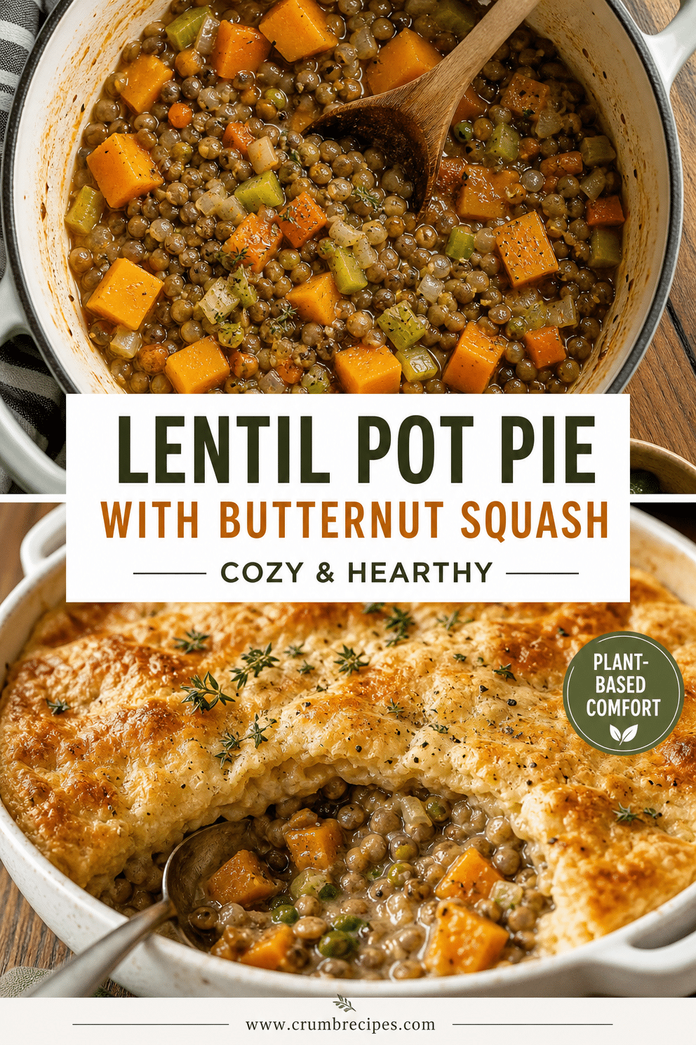 Lentil Pot Pie with Butternut Squash: Cozy Dinner
