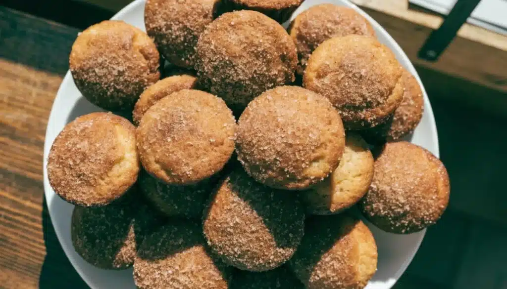 Delicious cinnamon sugar mini cupcakes topped with sweet cinnamon sprinkles