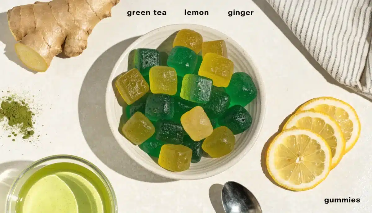 Green Tea Gummies: Lemon Ginger Wellness Bites